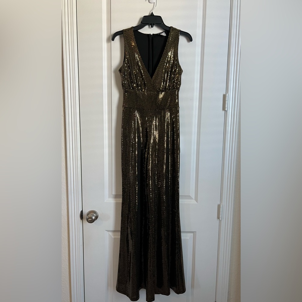 Gold Sequin Sleeveless Jumpsuit